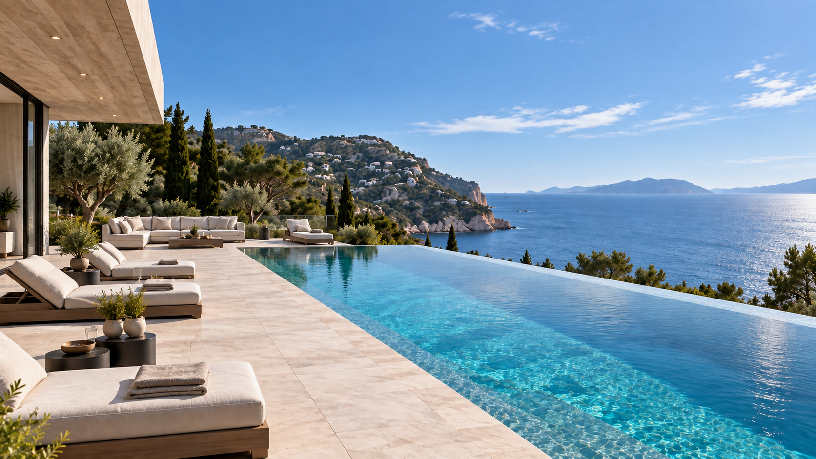 The pool terrace in daylight