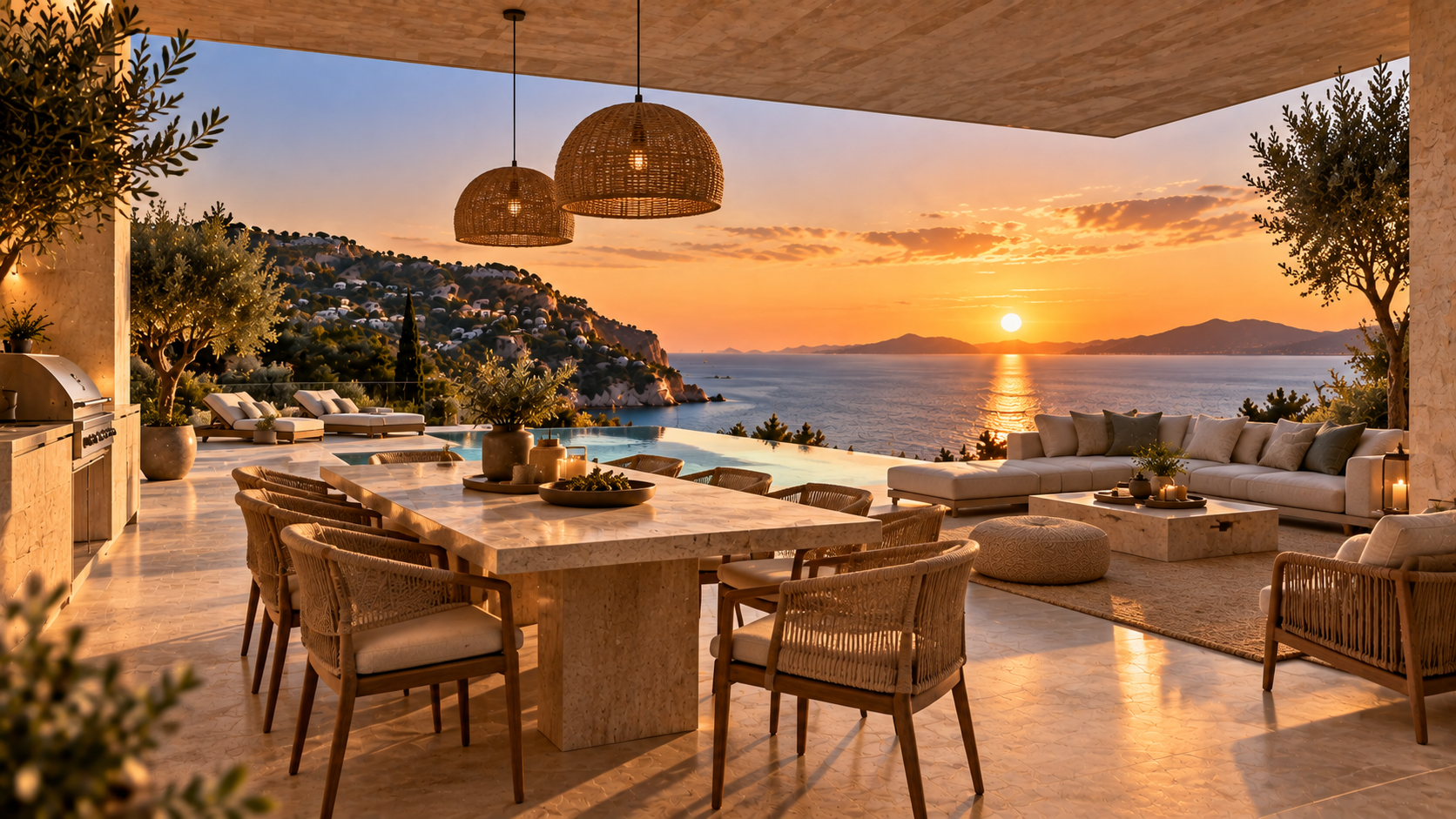 Outdoor dining on the terrace