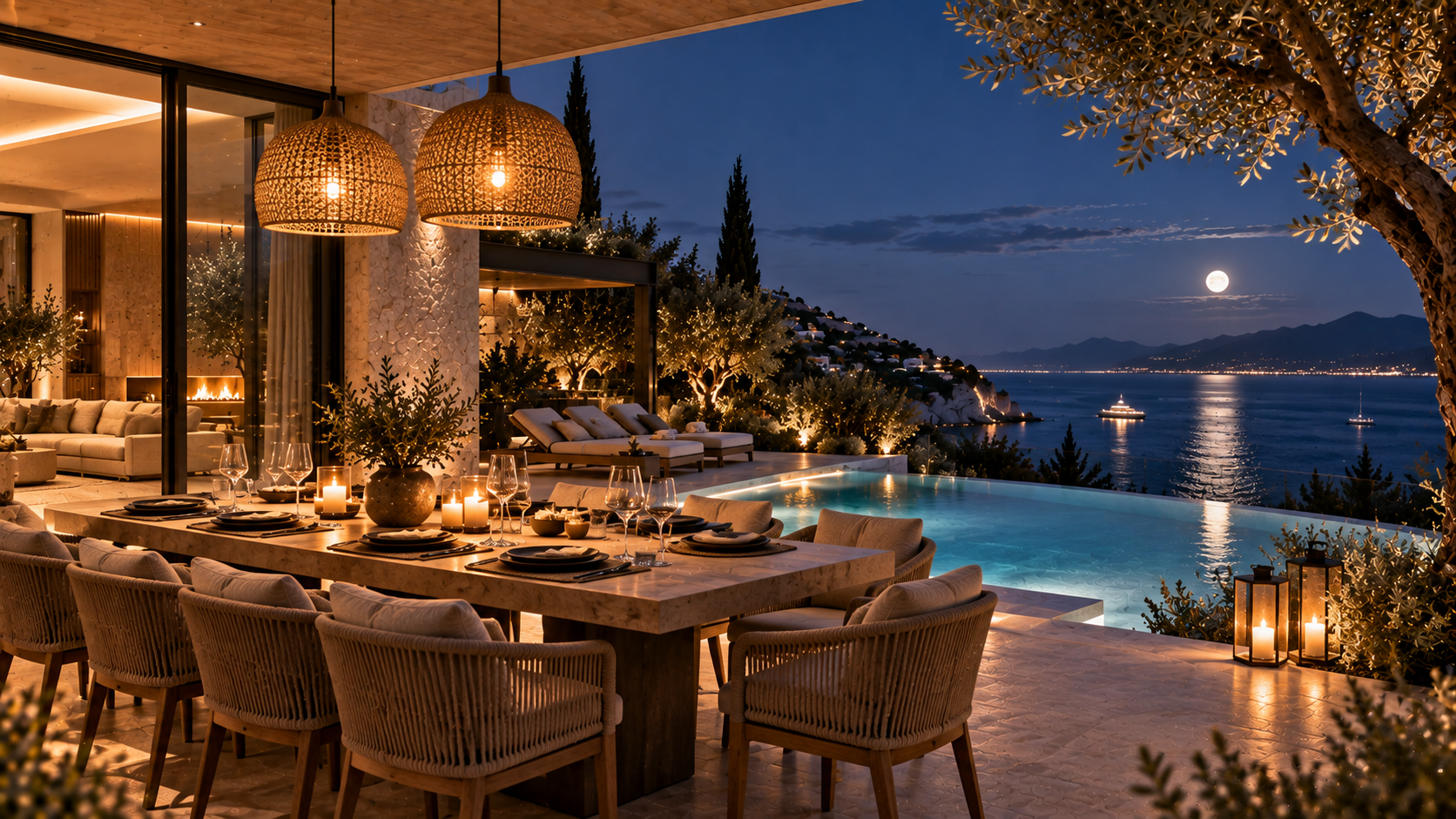 Outdoor dining at night
